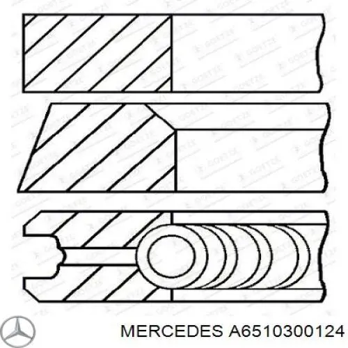 Кольца поршневые на 1 цилиндр, STD. Mercedes A6510300124