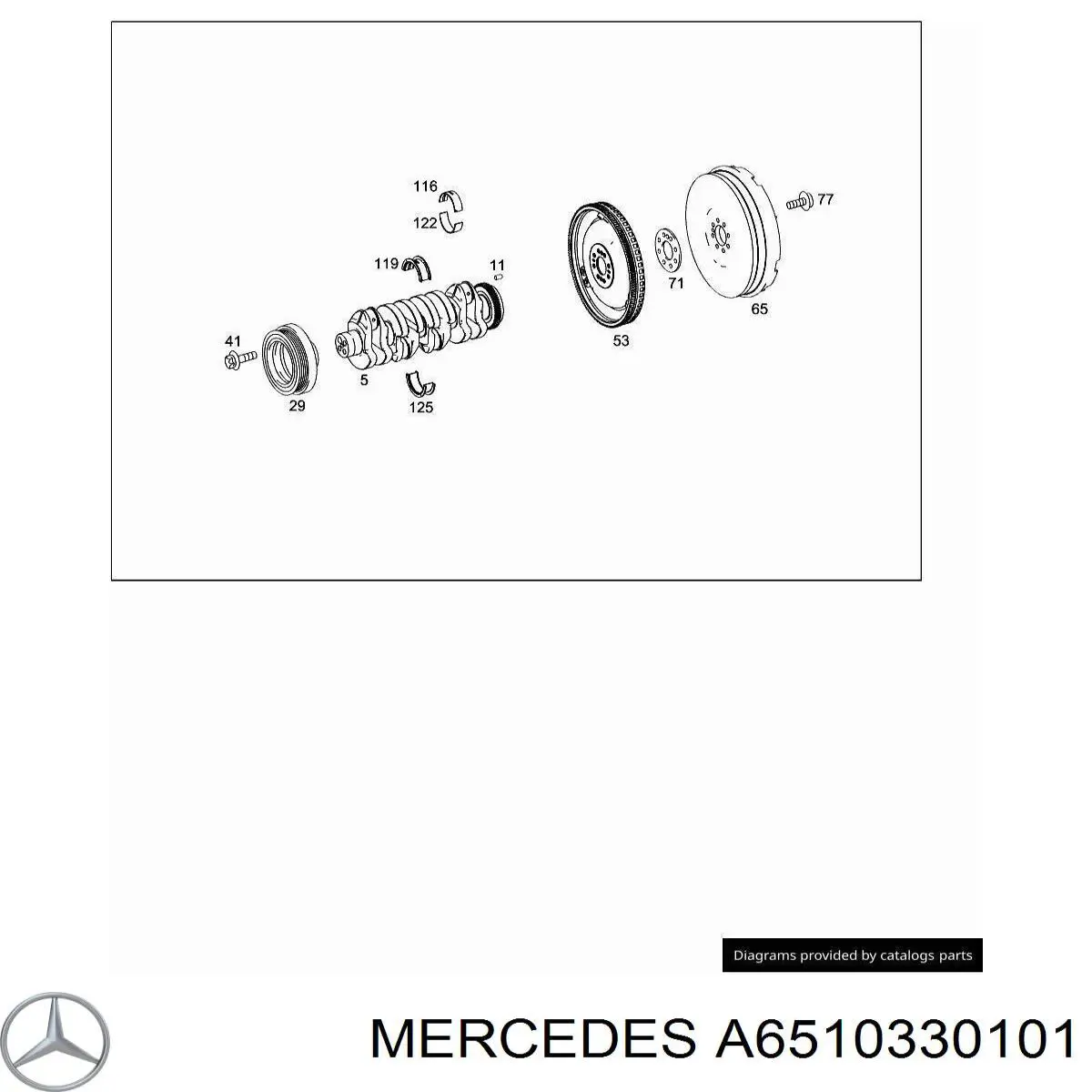 Вкладыши коленвала коренные, комплект, 2-й ремонт (+0,50) A6510330101 Mercedes