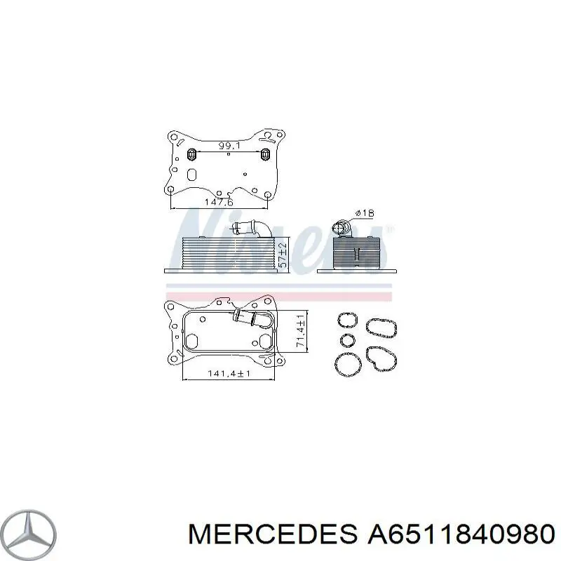 6511840980 Mercedes vedante do radiador de óleo