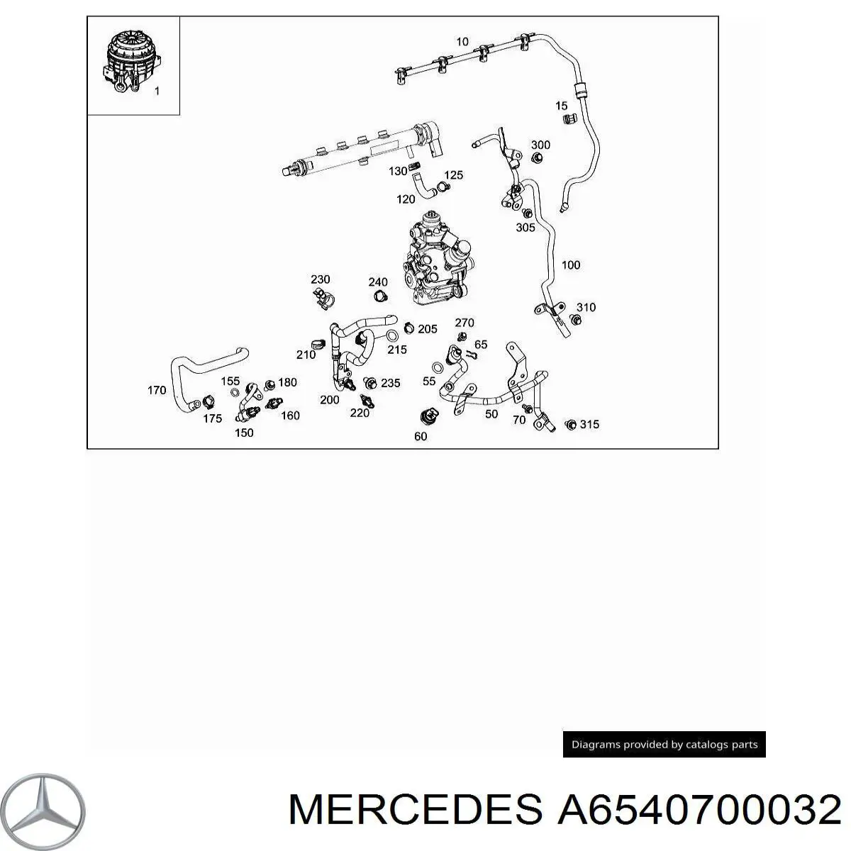 Купить 6540700032 Mercedes Обратная топливная трубка