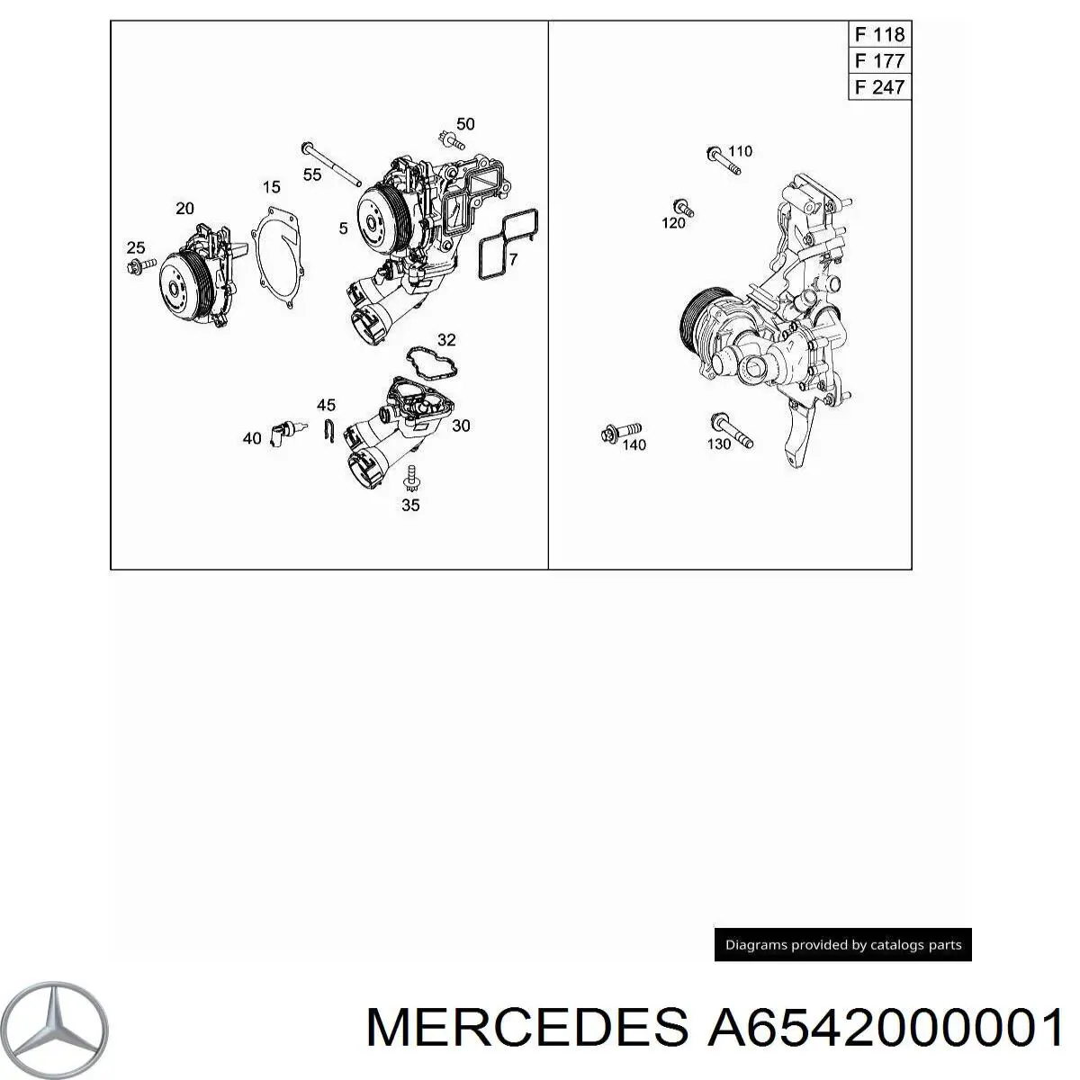 Bomba de água (bomba) de esfriamento Mercedes A6542000001 preço, a partir de 182,69 USD