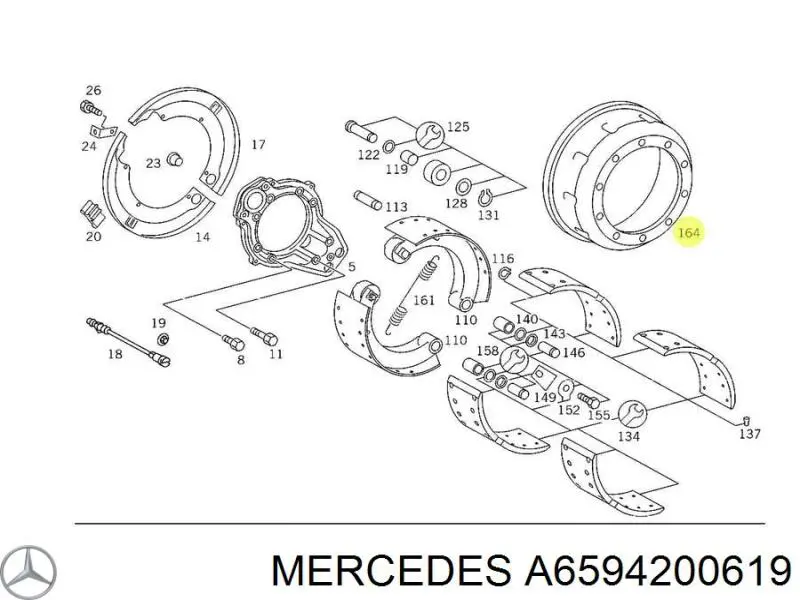 Тормоза рабочие задние ножные и тормозные барабаны Mercedes A6594200619 цена, от 128.79 USD