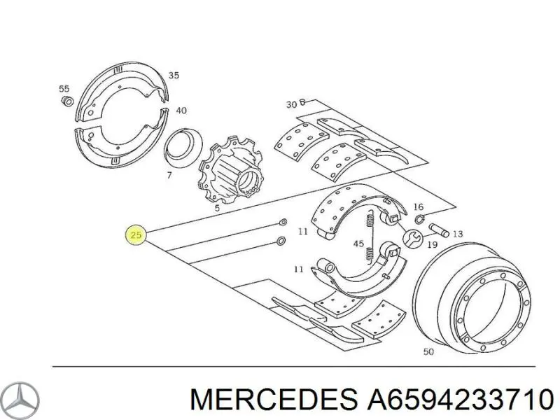 Колодки тормозные задние барабанные Mercedes A6594233710