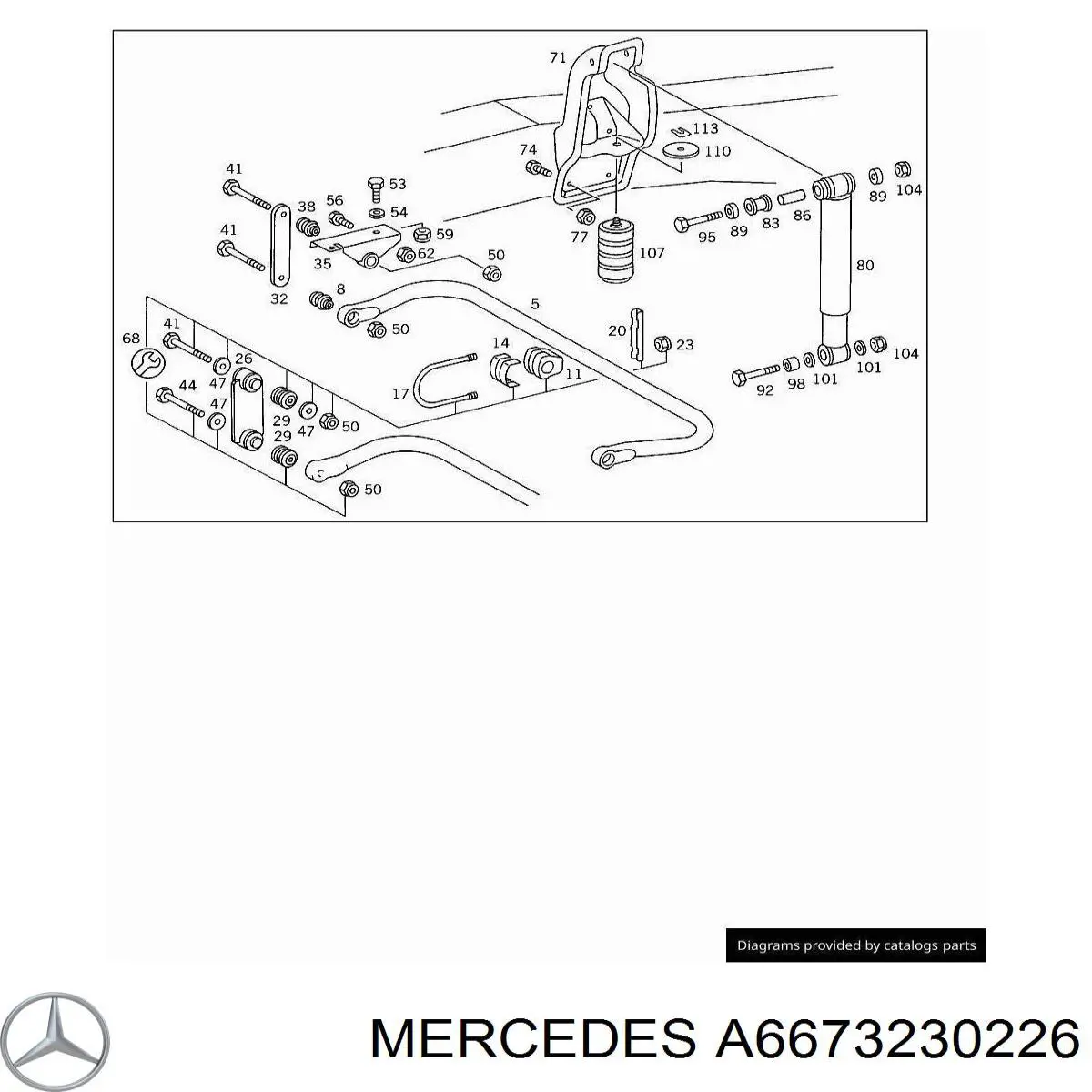 A6673230226 Mercedes braçadeira de fixação da bucha de estabilizador dianteiro