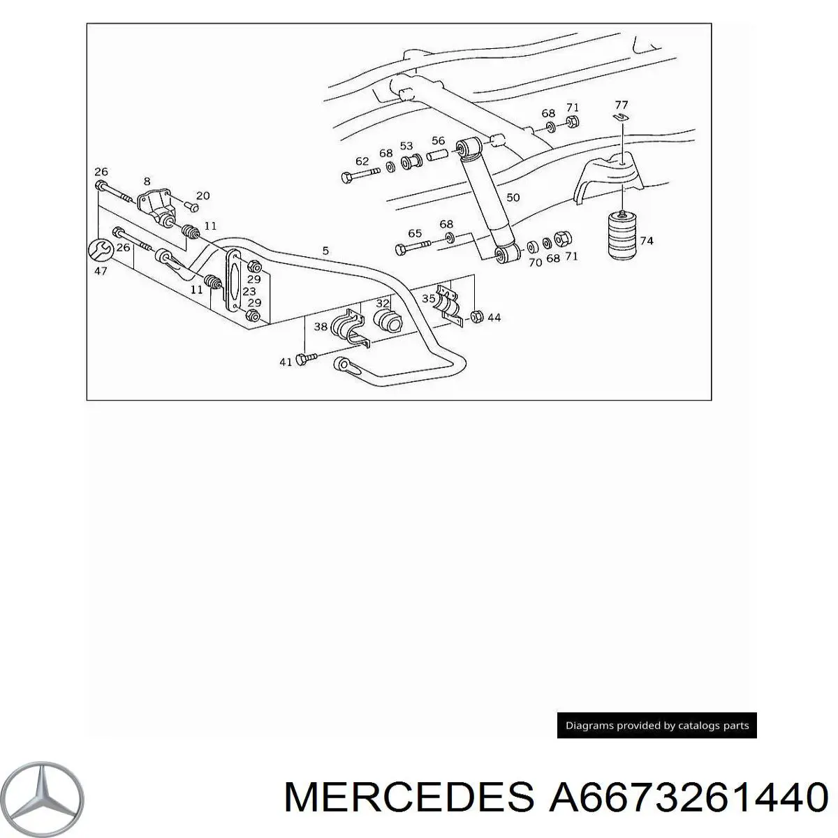 A6673261440 Mercedes braçadeira de fixação da bucha de estabilizador traseiro