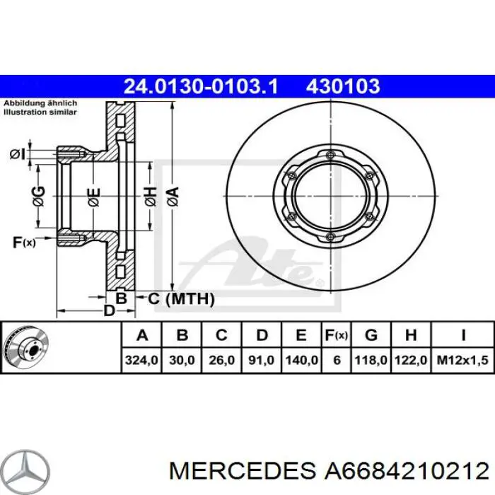 A6684210212 Mercedes диск тормозной передний