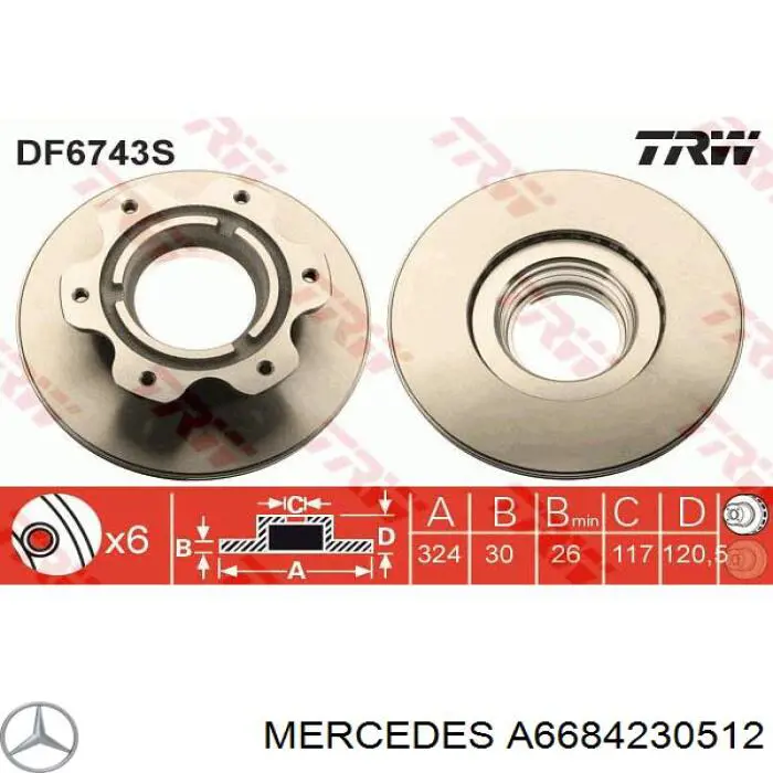 A6684230512 Mercedes диск тормозной задний