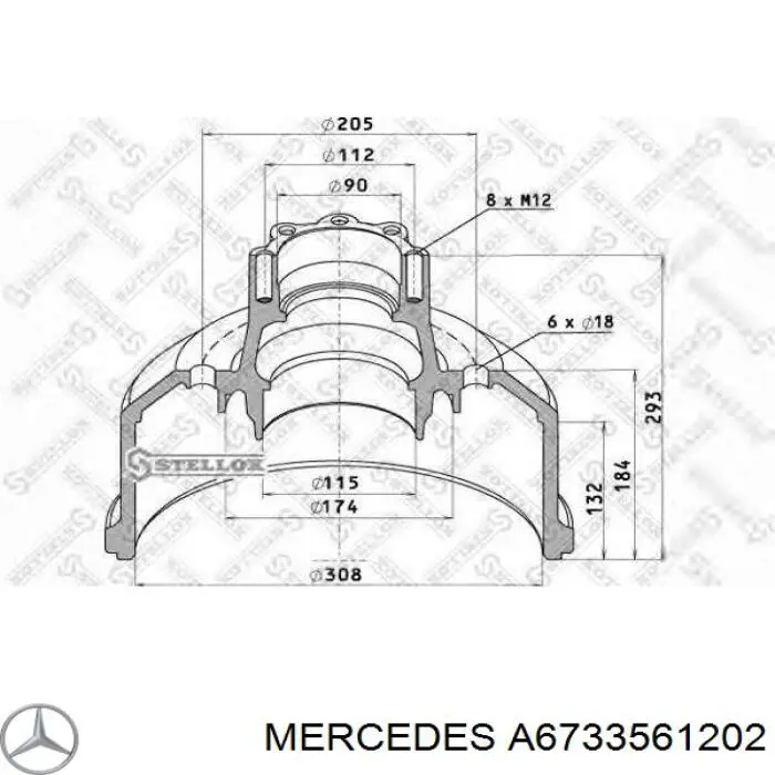 A6733561202 Mercedes барабан тормозной задний