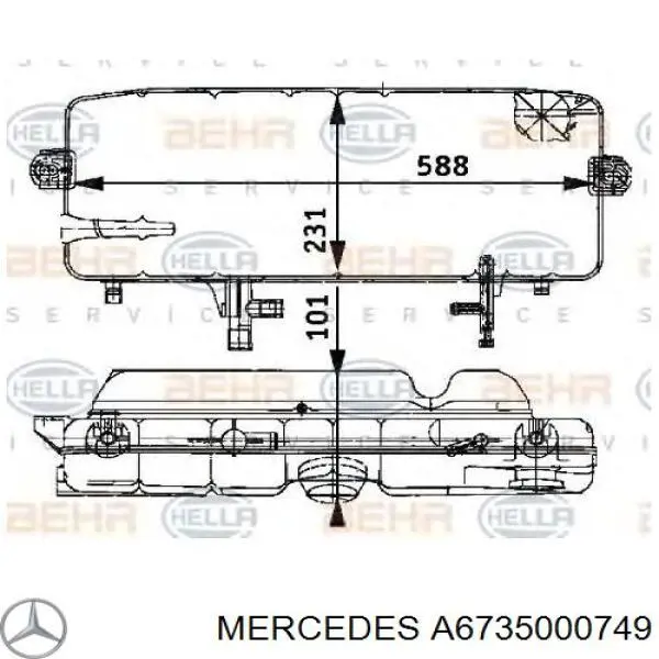 Бачок системы охлаждения расширительный MERCEDES A6735000749