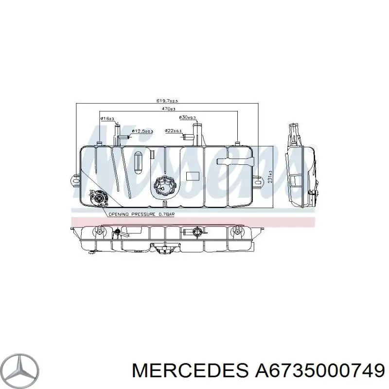 Бачок системы охлаждения двигателя расширительный Mercedes A6735000749 цена, от 162.75 USD