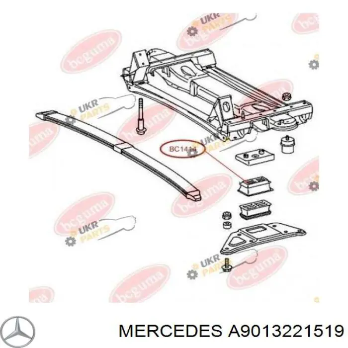 A9013221519 Mercedes grade de proteção da suspensão de lâminas dianteira