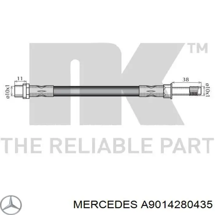 Шланг тормозной передний A9014280435 Mercedes