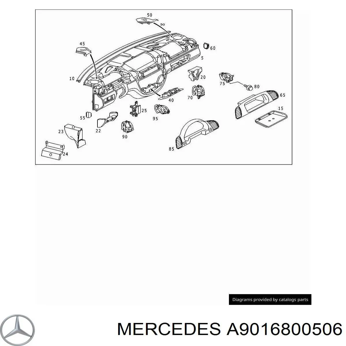 A9016800506 Mercedes painel de salão dianteira do "painel de instrumentos"