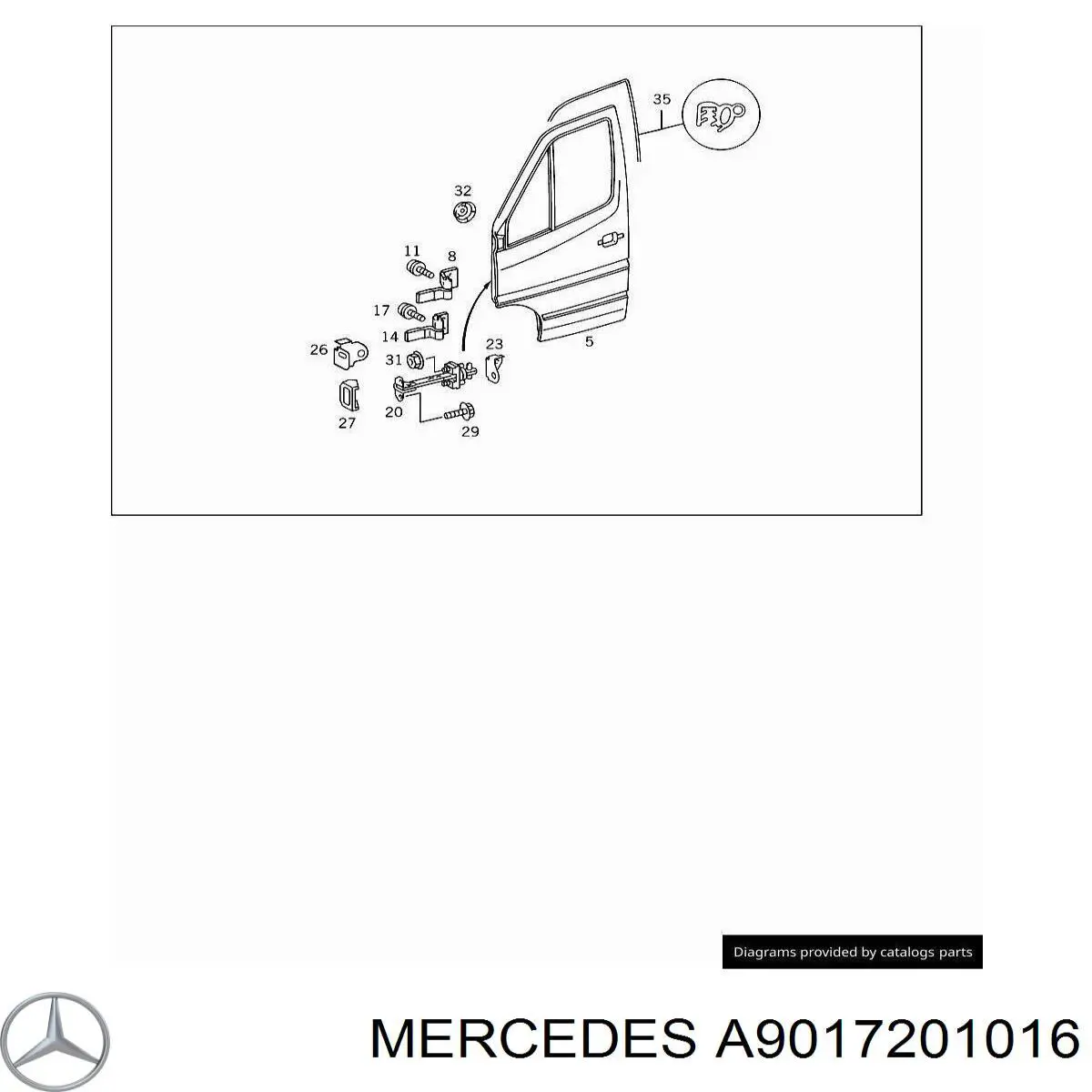 A9017201016 Mercedes ограничитель открывания двери передний левый