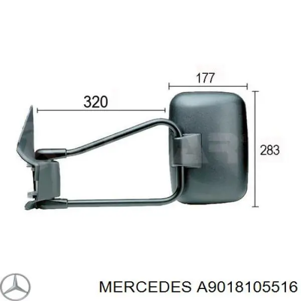 A9018105516 Mercedes espelho de retrovisão esquerdo