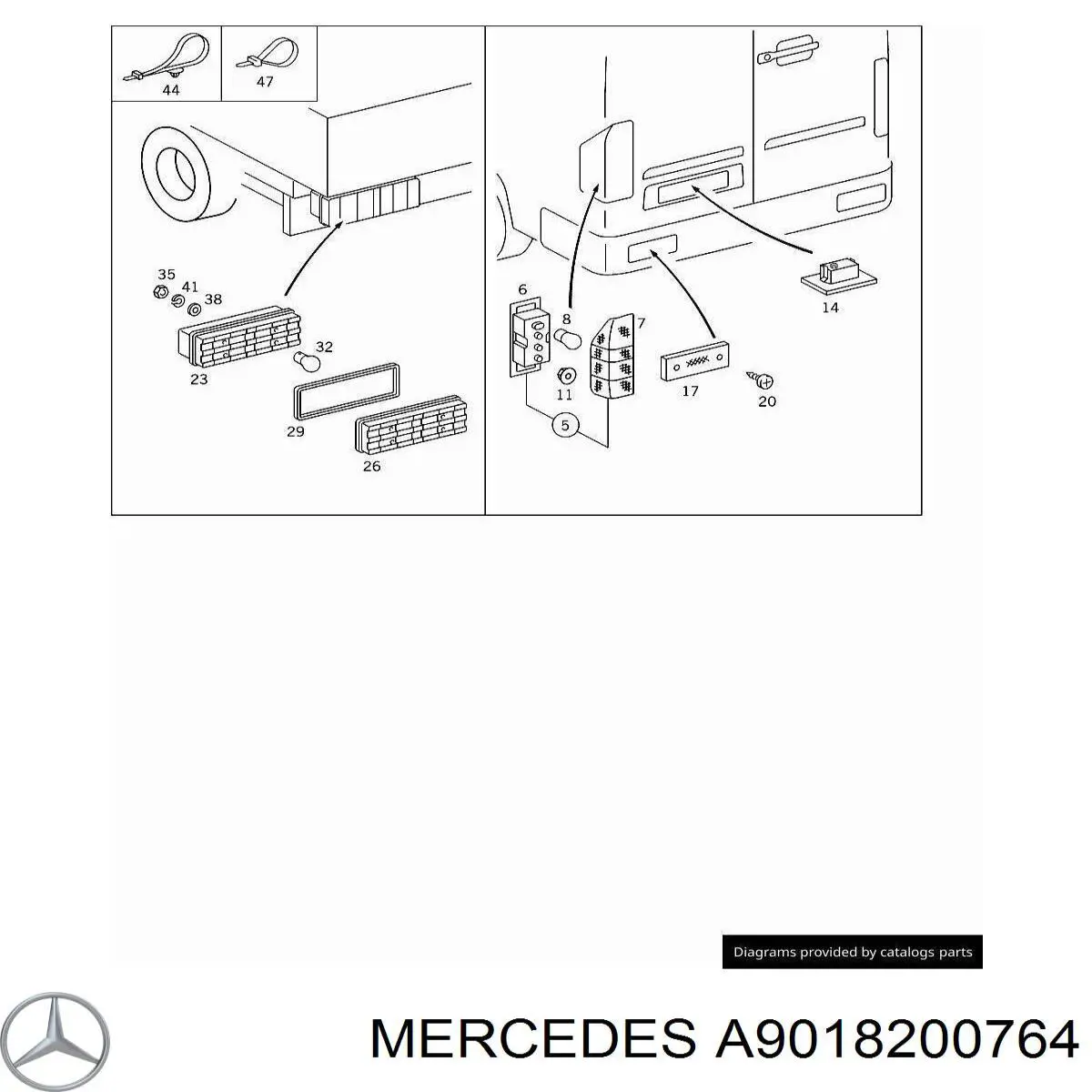 A9018200764 Mercedes фонарь задний левый