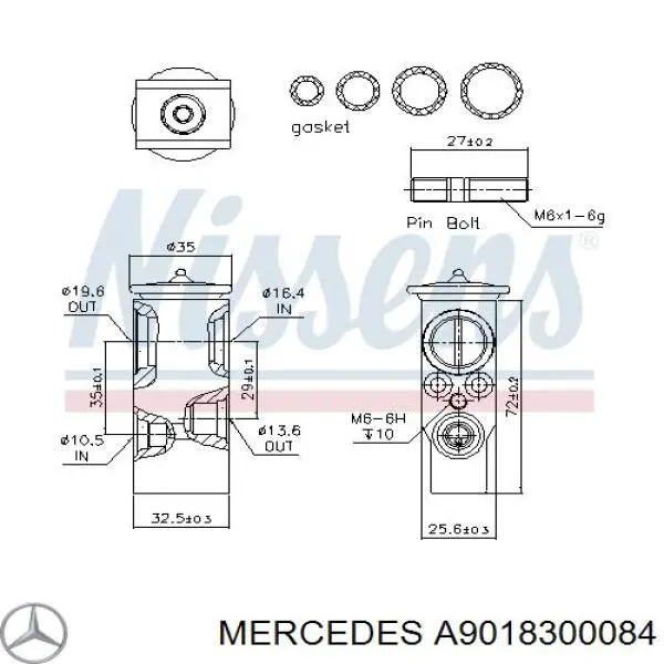 Клапан TRV, кондиционера Mercedes A9018300084