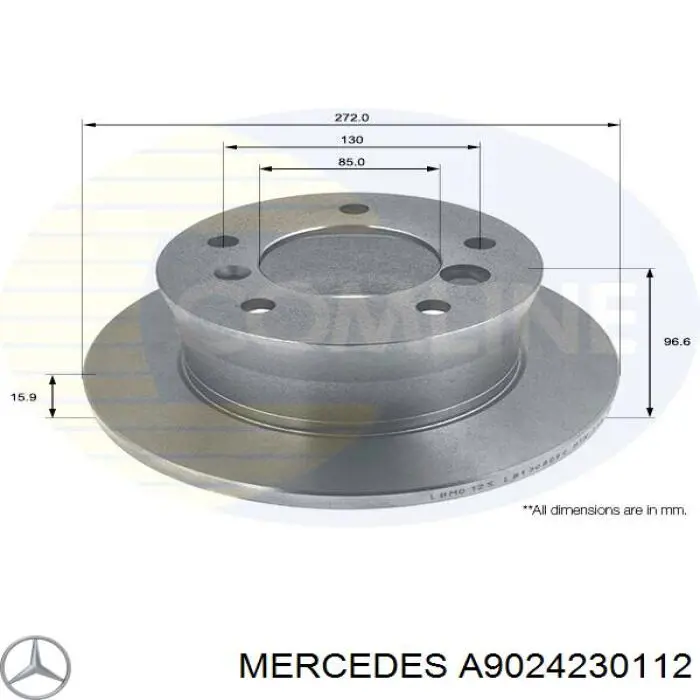 Тормозные диски A9024230112 Mercedes