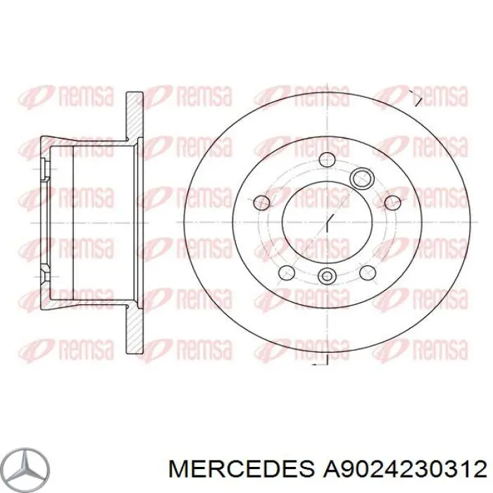 A9024230312 Mercedes диск тормозной задний