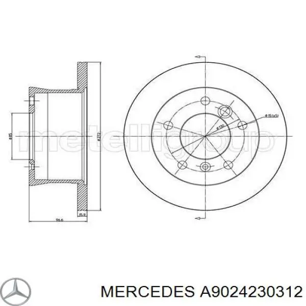 Купить A9024230312 Mercedes Диск тормозной задний
