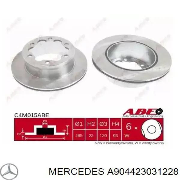 Купить A904423031228 Mercedes Диск тормозной задний