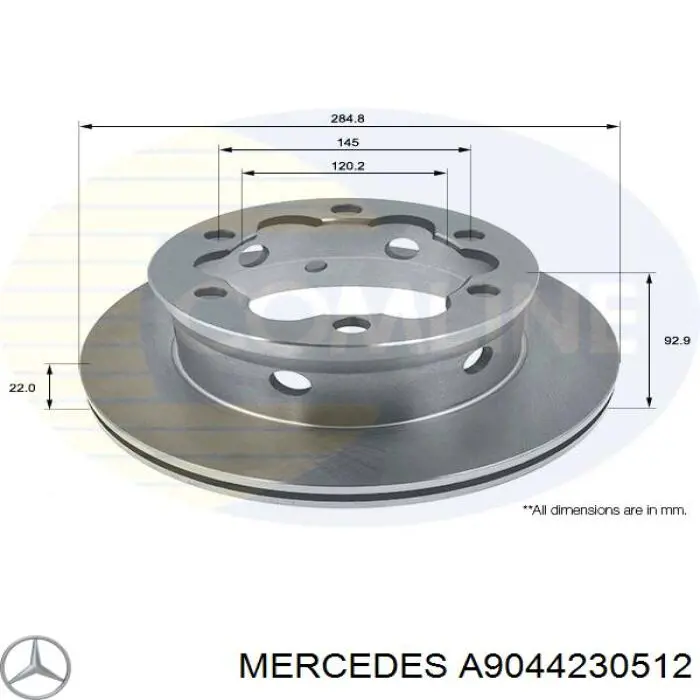 Тормозные диски A9044230512 Mercedes