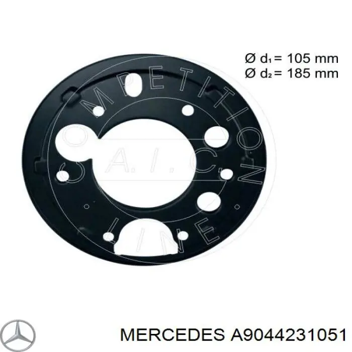A9044231051 Mercedes proteção esquerda do freio de disco traseiro