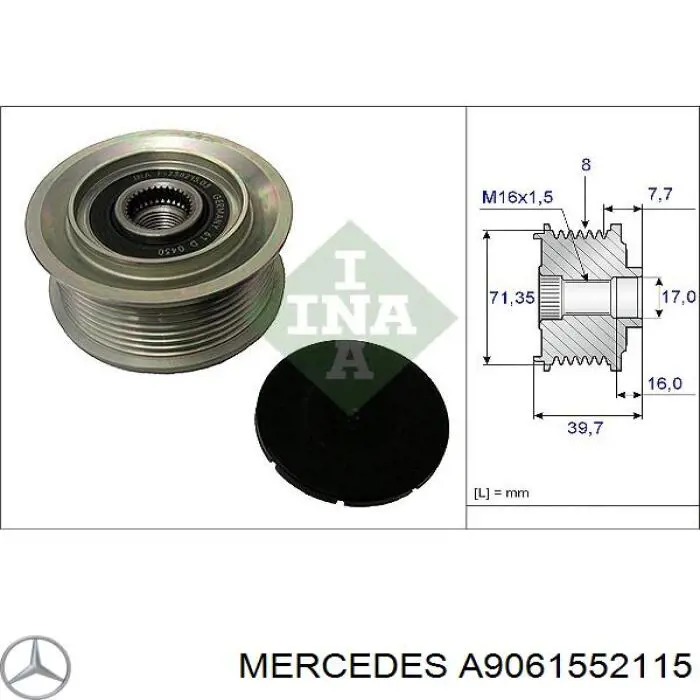 A9061552115 Mercedes шкив генератора
