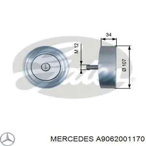 Ролик натяжителя приводного ремня Mercedes A9062001170