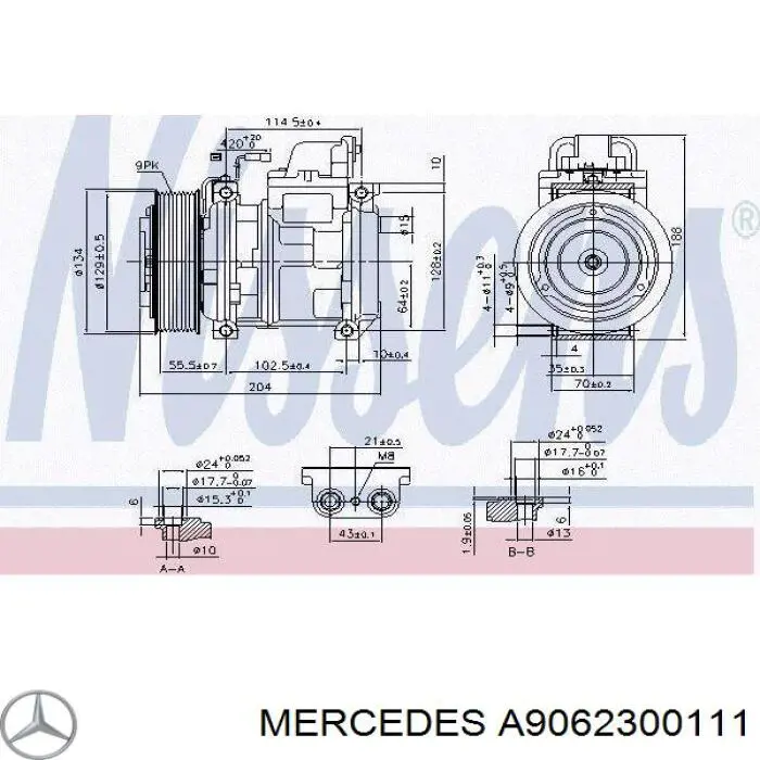 Компрессор системы кондиционирования Mercedes A9062300111 цена, от 331.31 USD