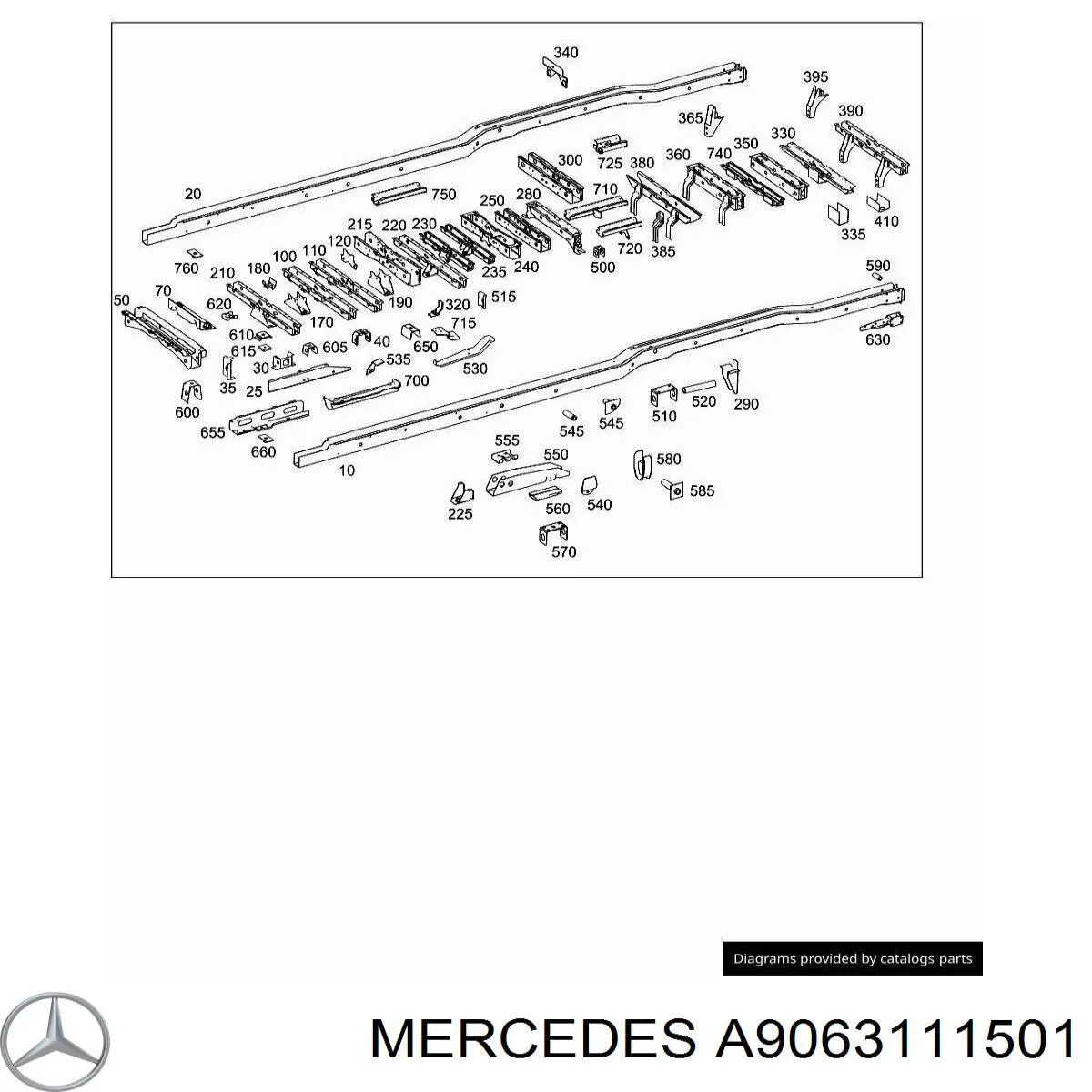 Лонжерон рамы задний, левый на Mercedes Sprinter (906)