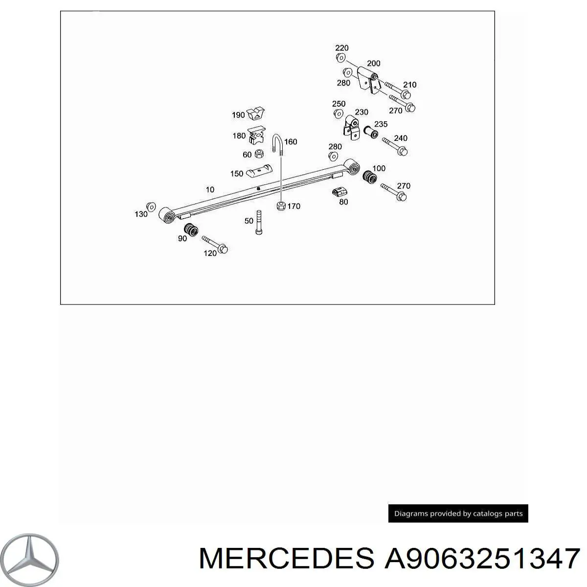 A9063251347 Mercedes estribo da suspensão de lâminas