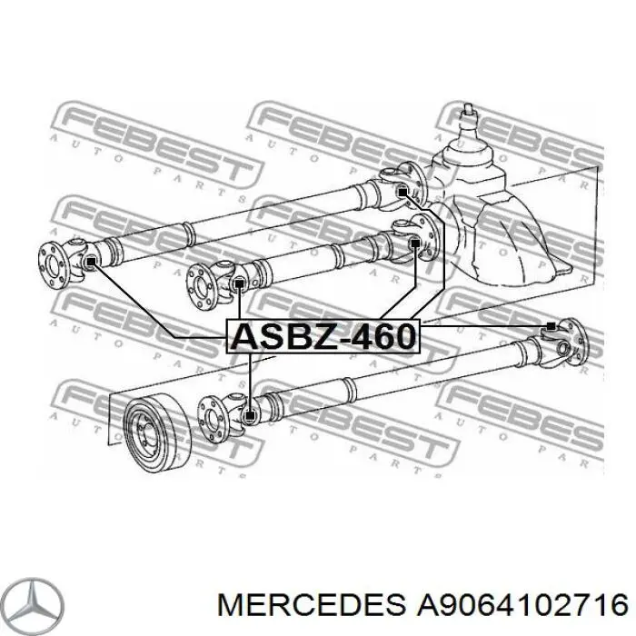 Купить 9064102716 Mercedes Вал карданный задний, задняя часть