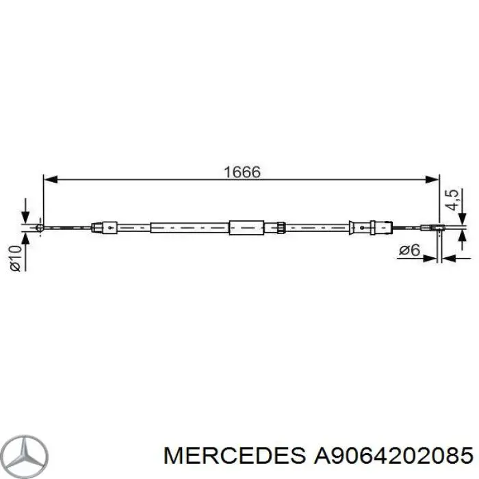 A9064202085 Mercedes трос ручного тормоза задний правый/левый
