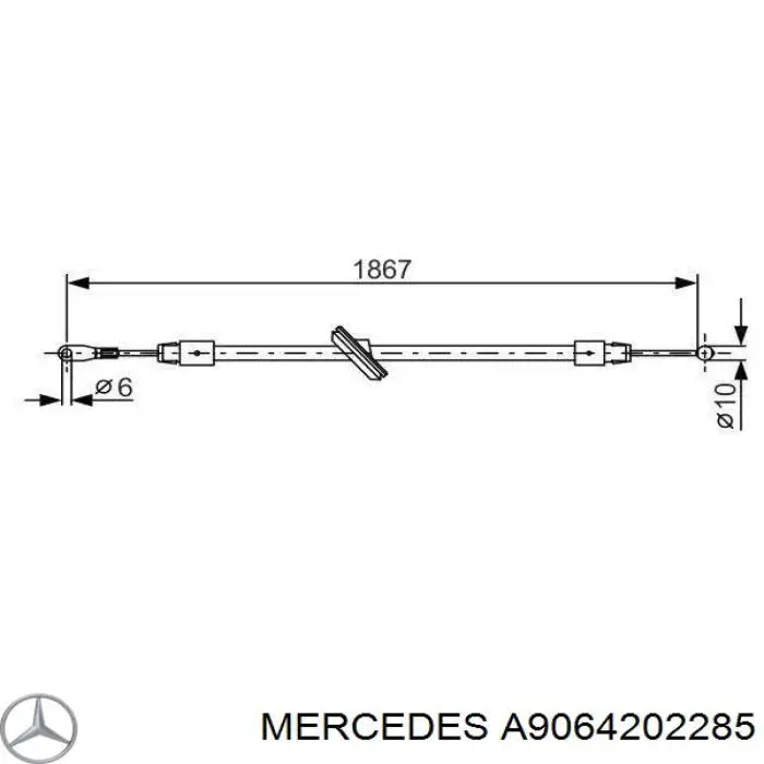A9064202285 Mercedes трос ручного тормоза передний
