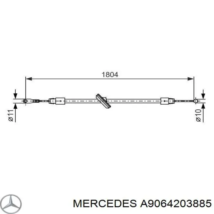 A9064203885 Mercedes Трос стояночного тормоза передний