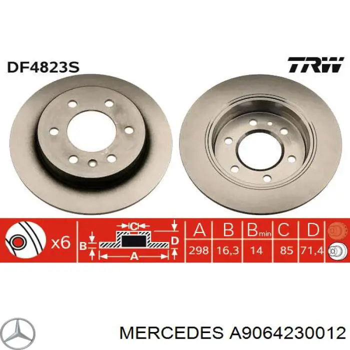 A9064230012 Mercedes Disco do freio traseiro