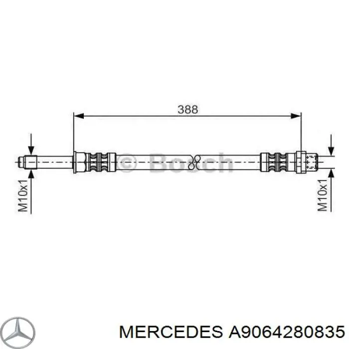 Задний тормозной шланг A9064280835 Mercedes