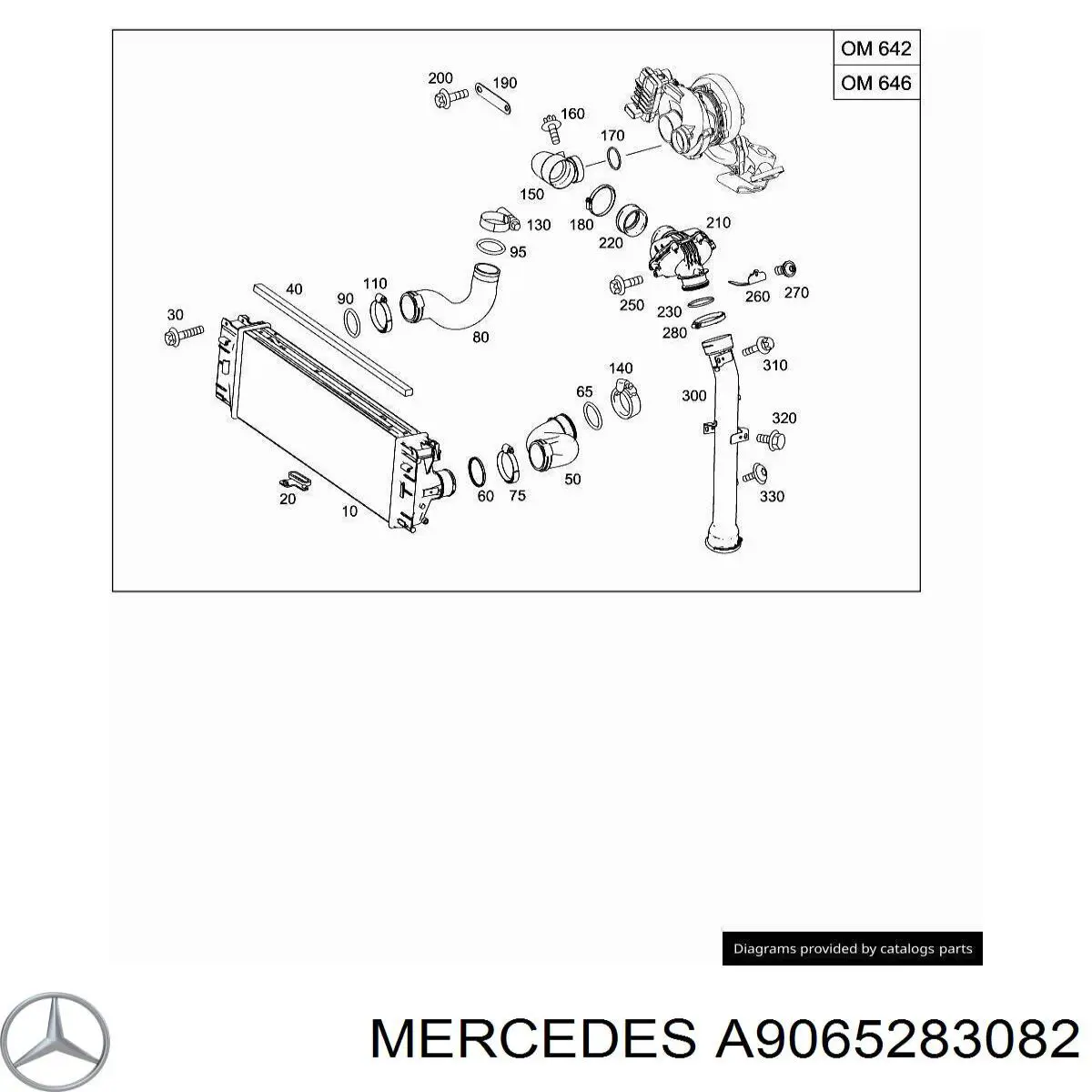 A9065283082 Mercedes mangueira (cano derivado direita de intercooler)