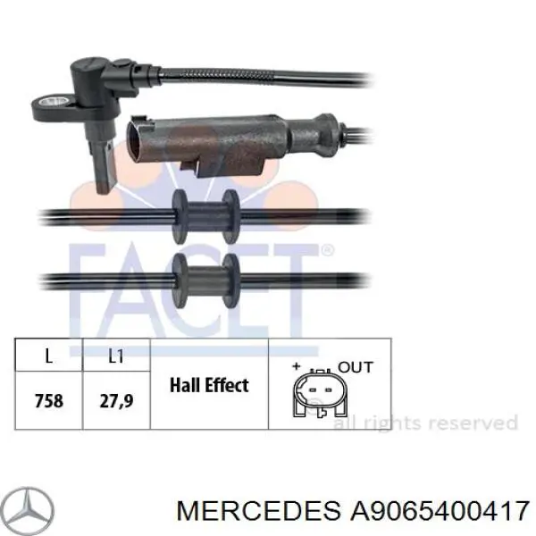 A9065400417 Mercedes sensor dianteiro de abs
