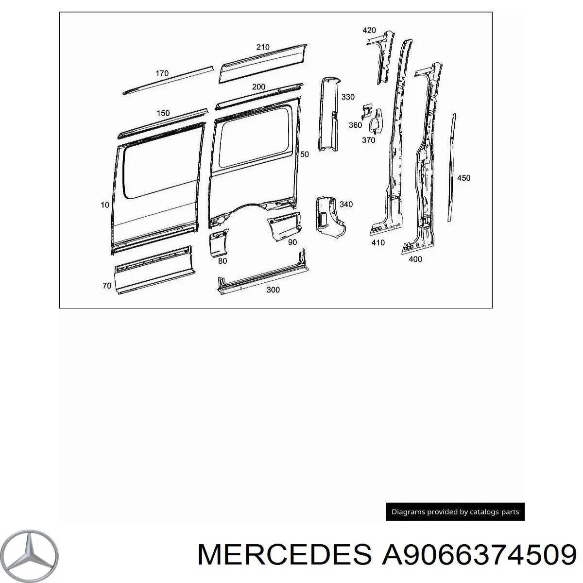 A9066374509 Mercedes порог внешний правый