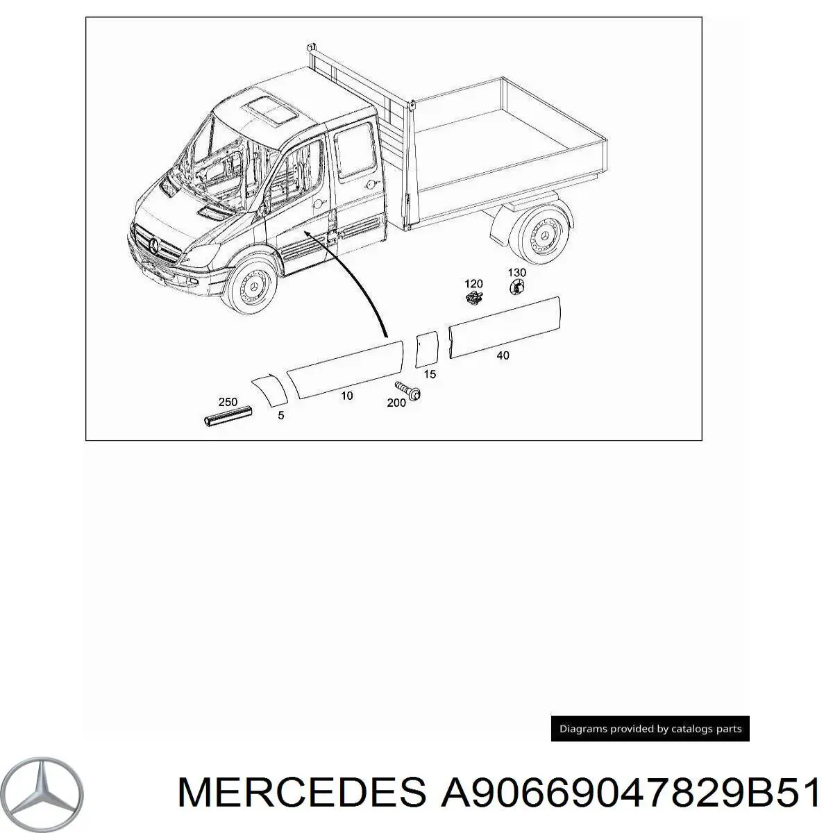 A90669047829B51 Mercedes placa sobreposta do pára-lama dianteiro esquerdo