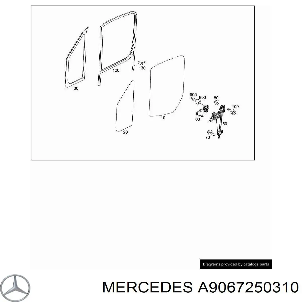 Стекло пассажирской двери на Mercedes Sprinter (906)
