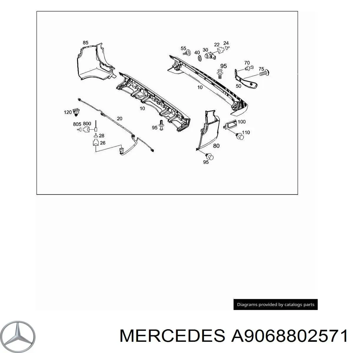 Купить A9068802571 Mercedes Задний бампер