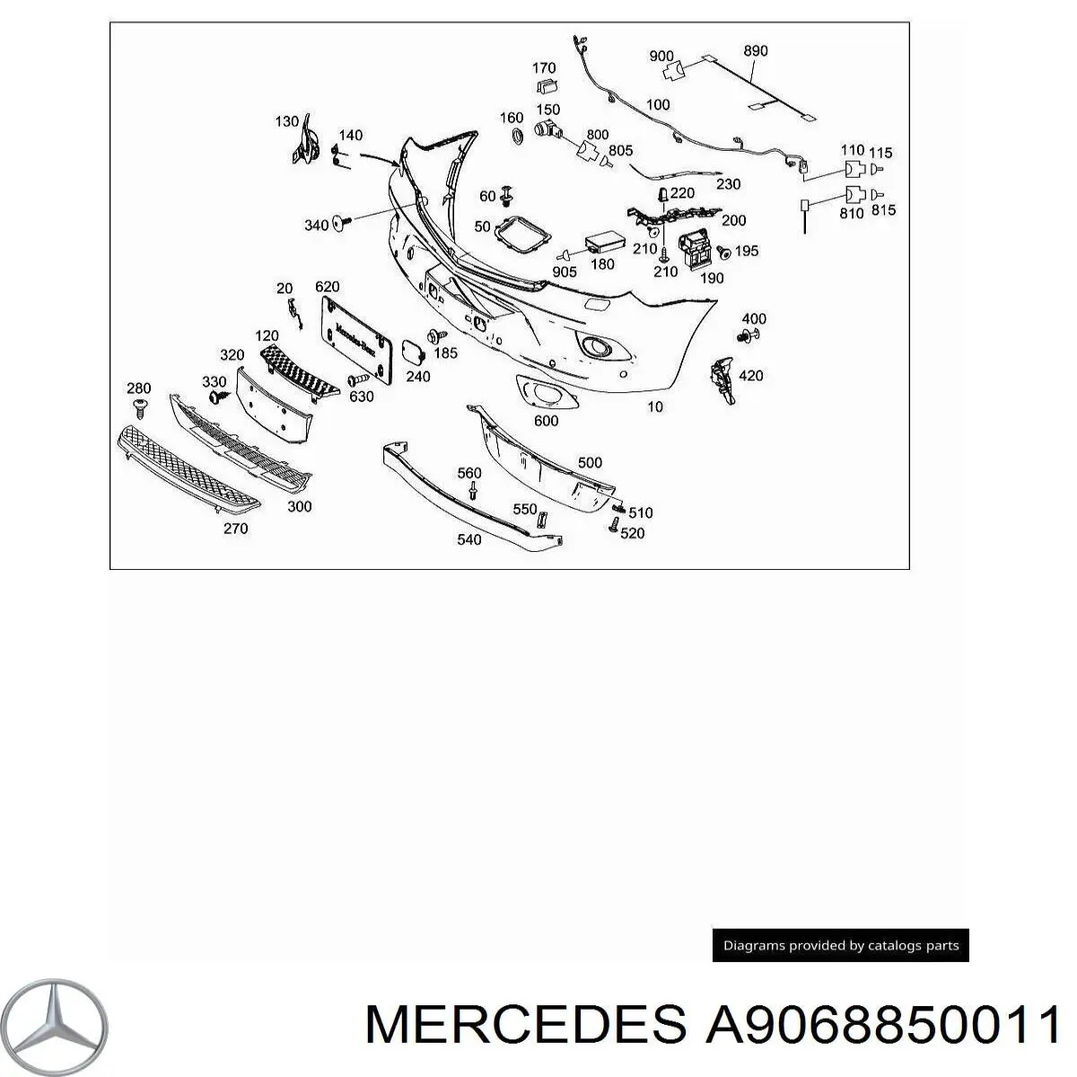 Накладка бампера переднего Mercedes A9068850011 цена, от 17.47 USD