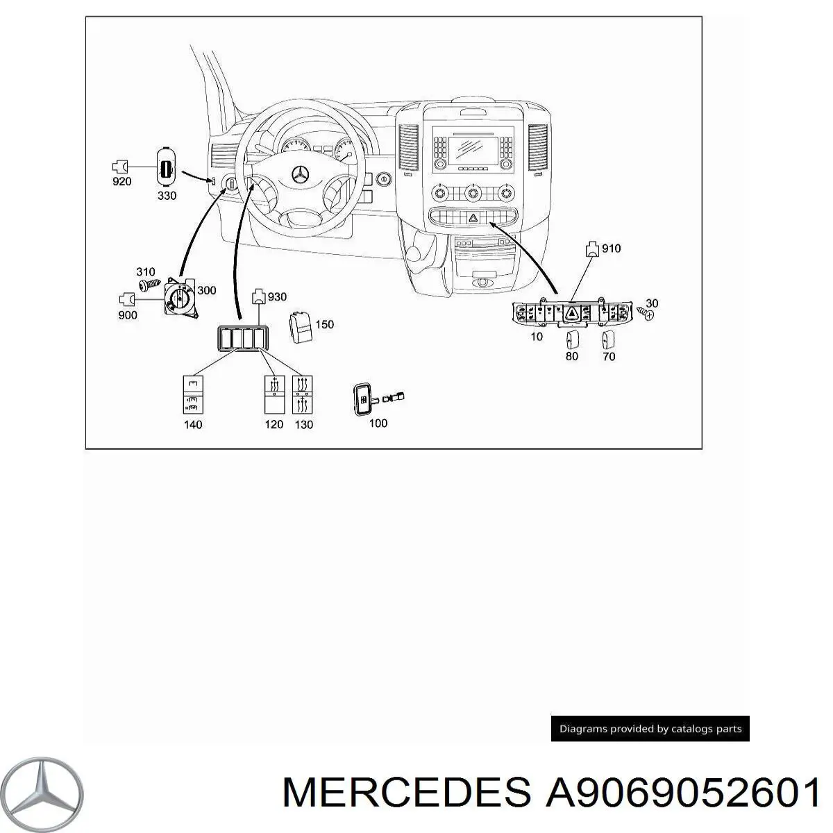 A9069052601 Mercedes переключатель света фар на "торпедо"