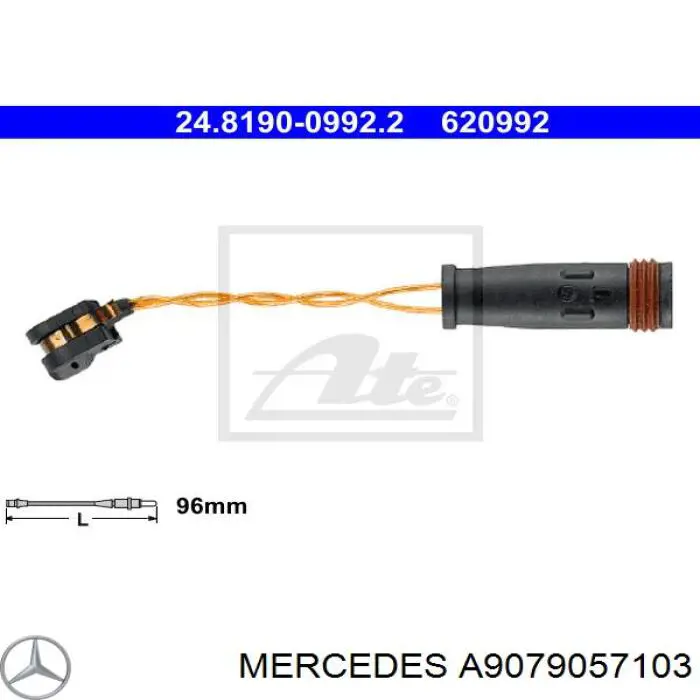 Датчик зносу гальмівних колодок, задній A9079057103 Mercedes