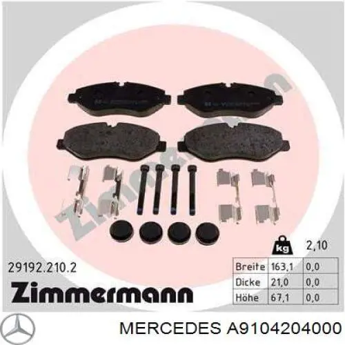 Купить A9104204000 Mercedes Колодки тормозные
