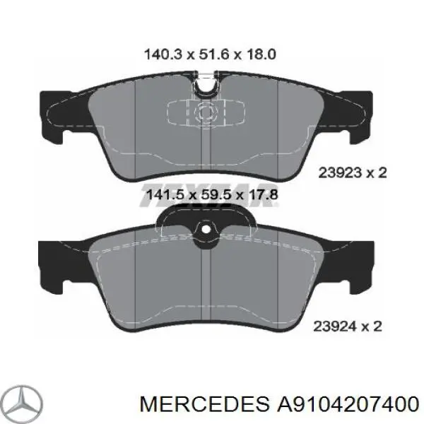 9104207400 Mercedes Колодки тормозные дисковые комплект