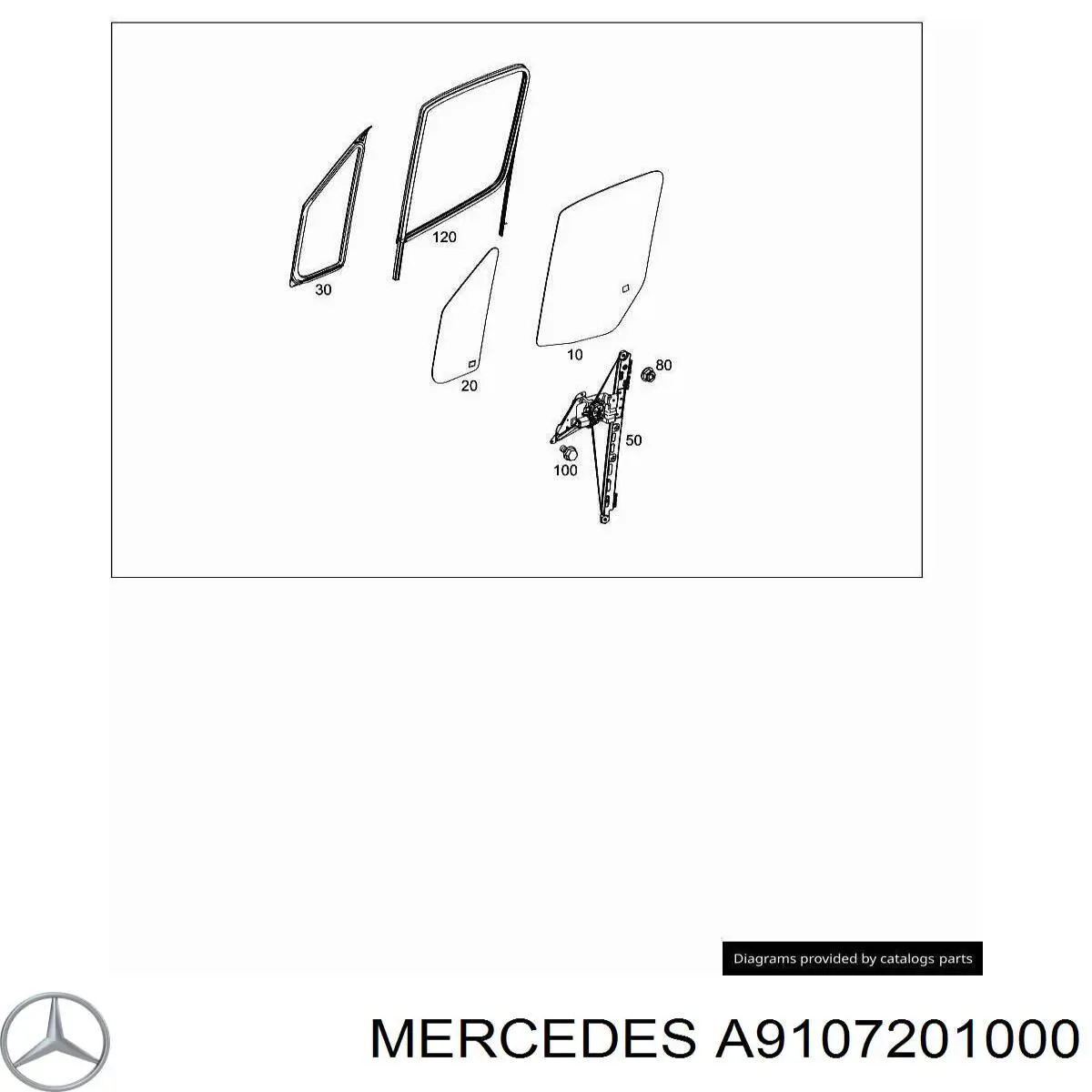 A9107201000 Mercedes mecanismo de acionamento de vidro da porta dianteira esquerda